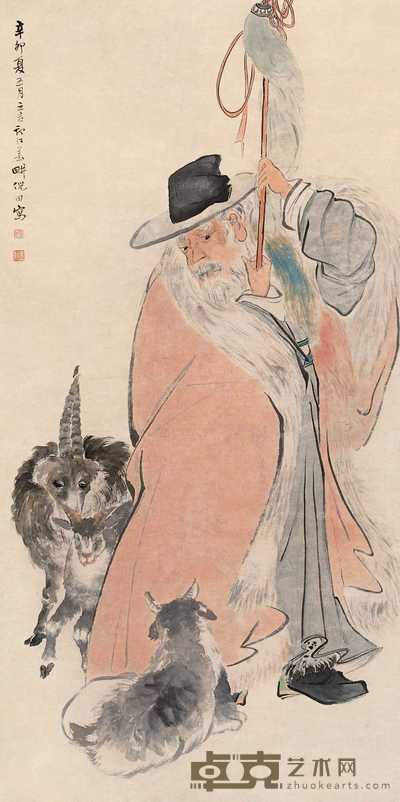 倪田 苏武牧羊 立轴 128×64cm